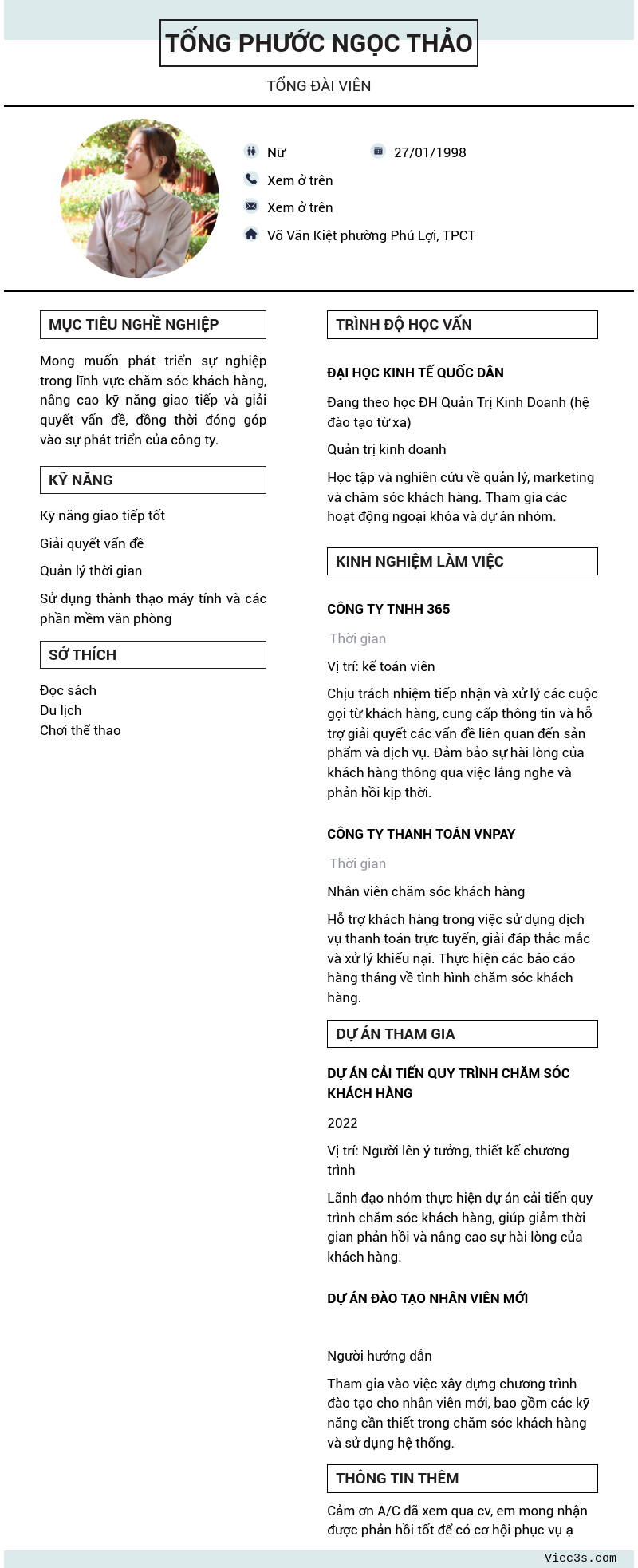 CV ứng viên