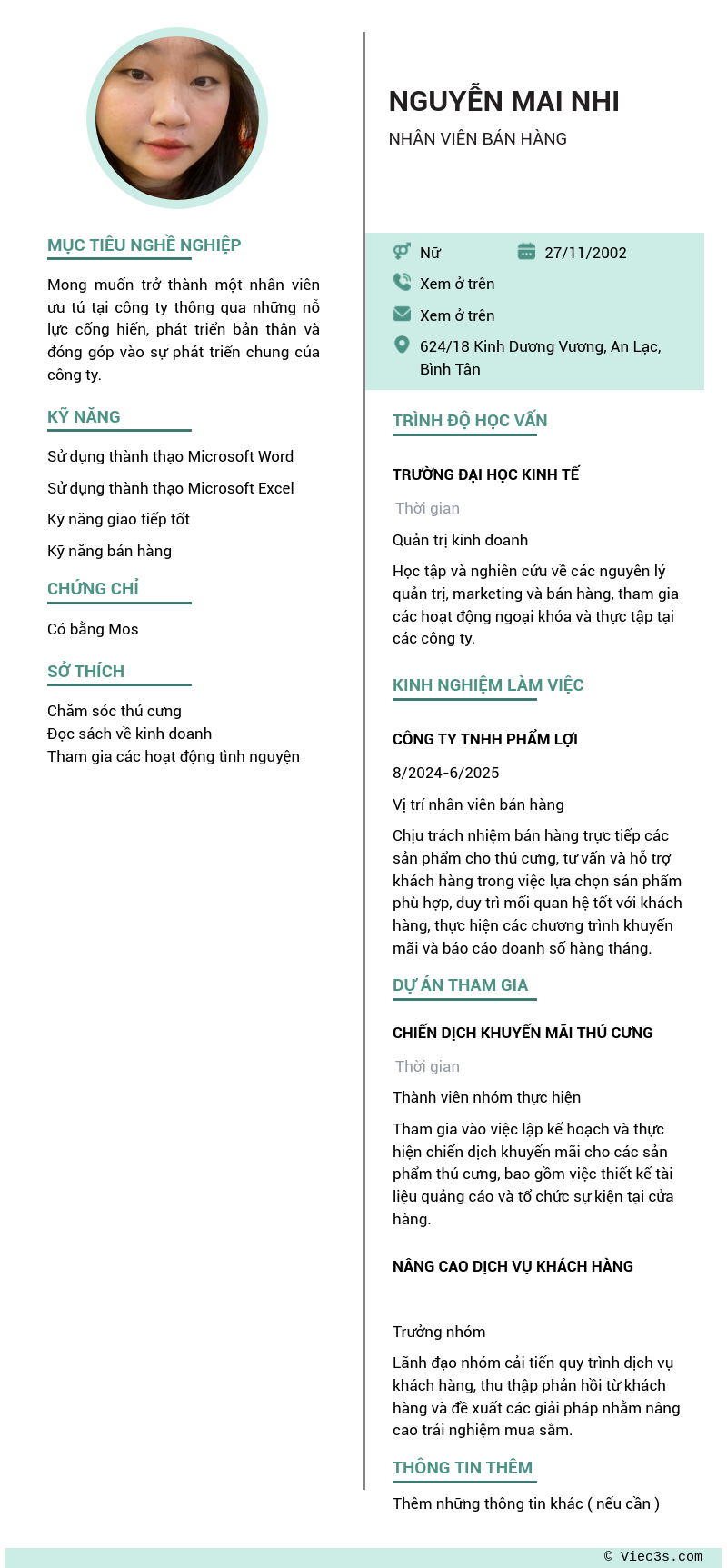 CV ứng viên