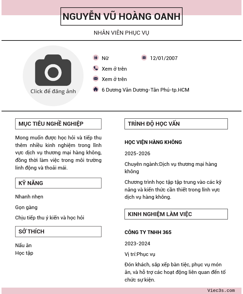 CV ứng viên