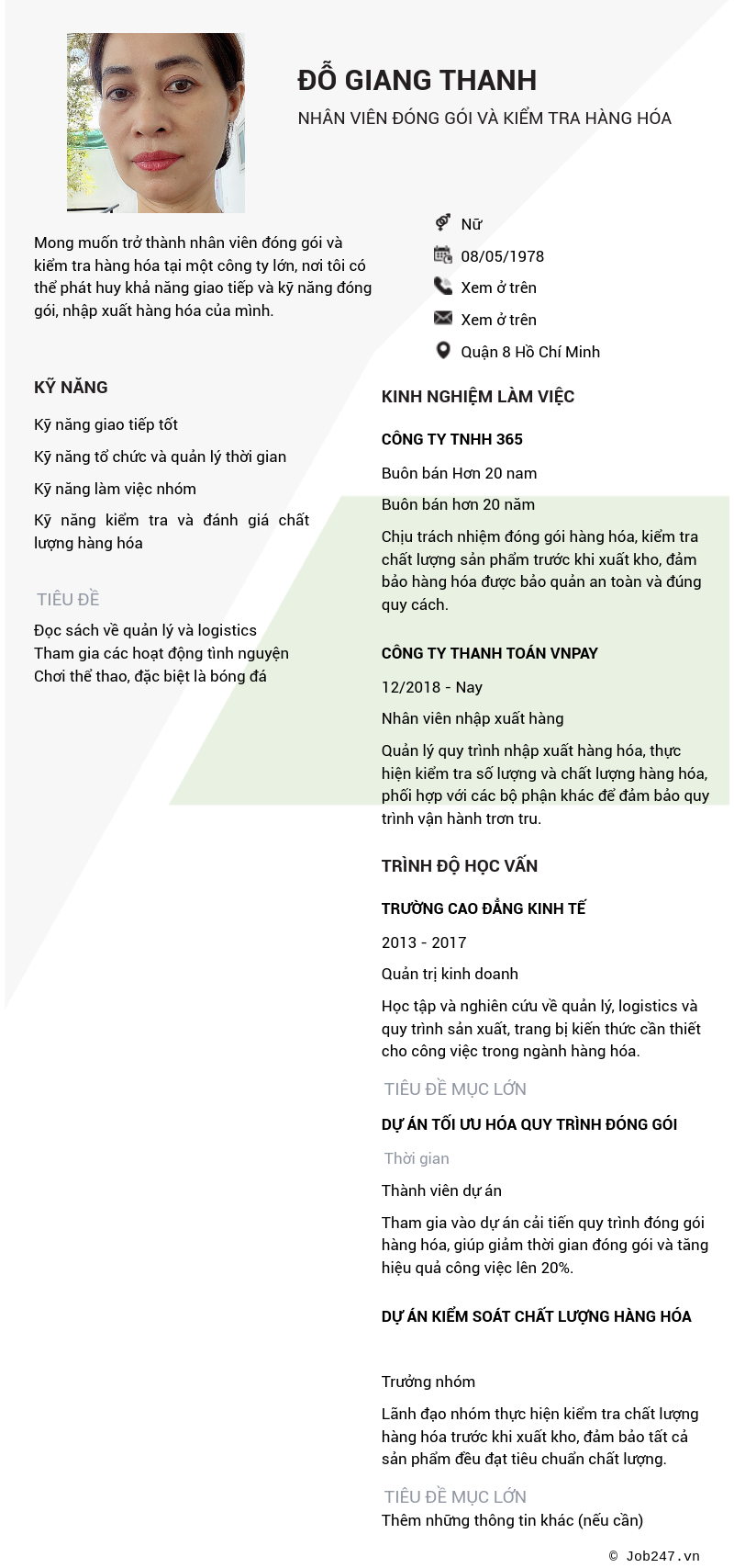 CV ứng viên