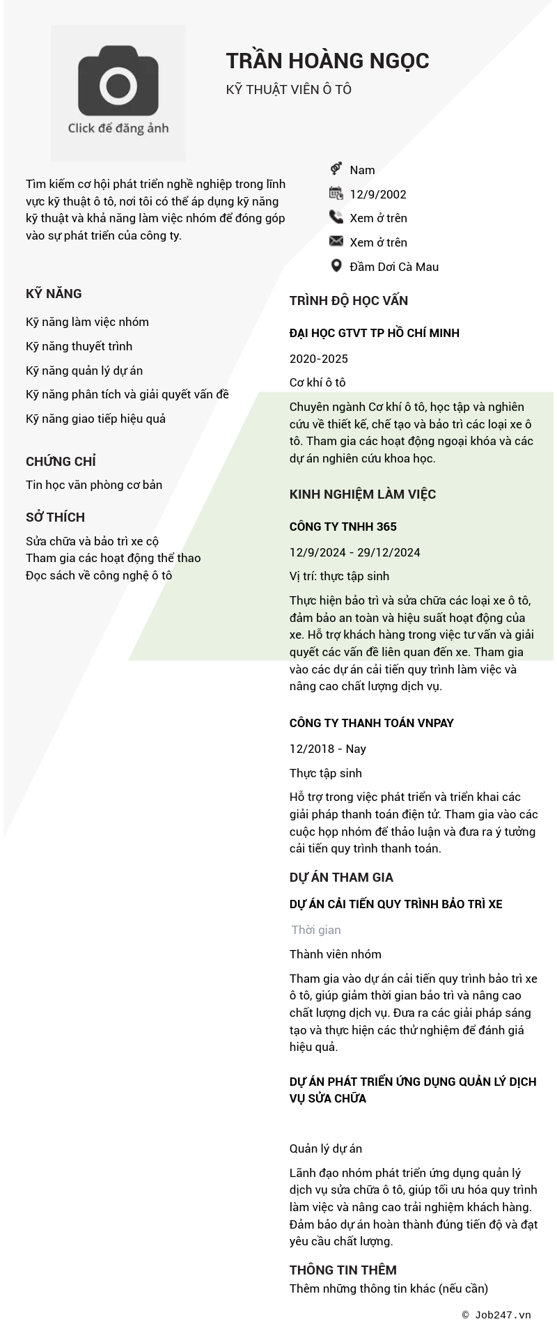 CV ứng viên
