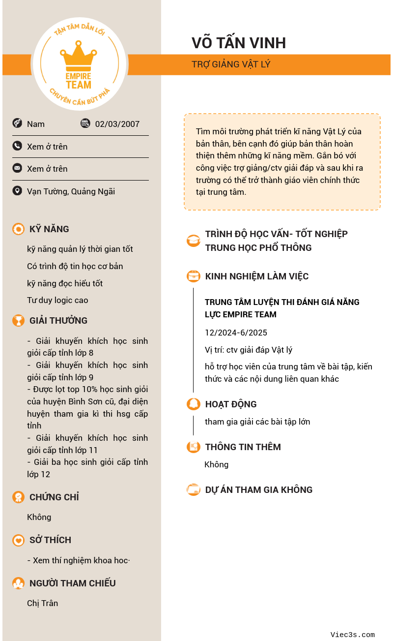 CV ứng viên