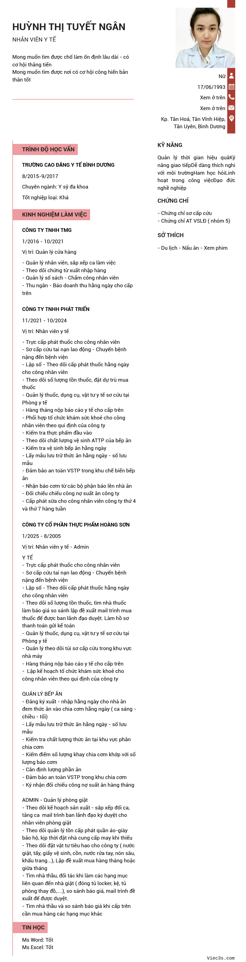 CV ứng viên