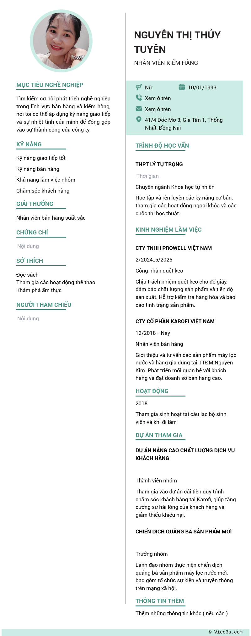 CV ứng viên