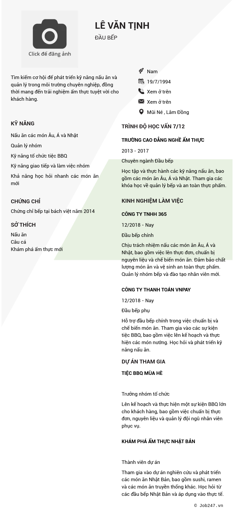 CV ứng viên