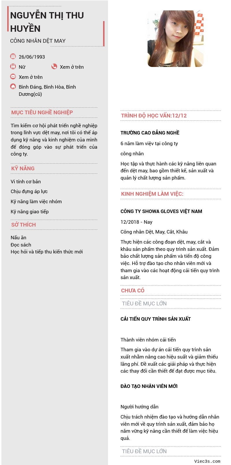 CV ứng viên