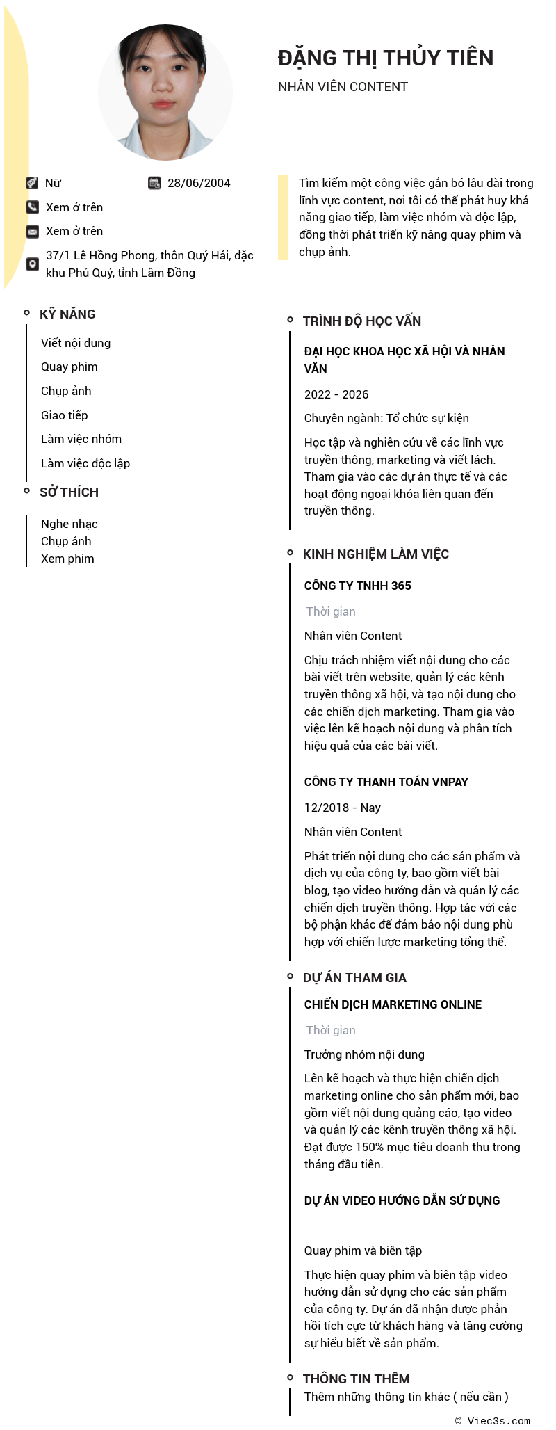 CV ứng viên