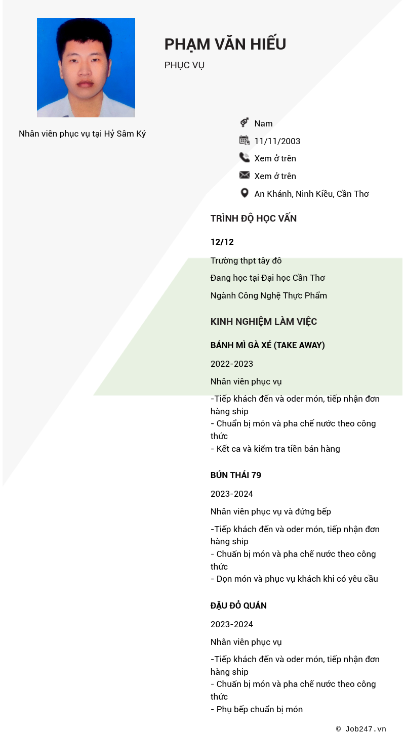 CV ứng viên