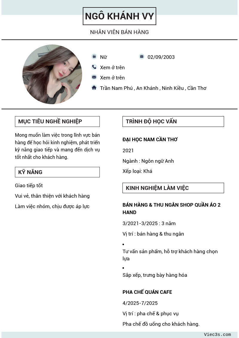 CV ứng viên