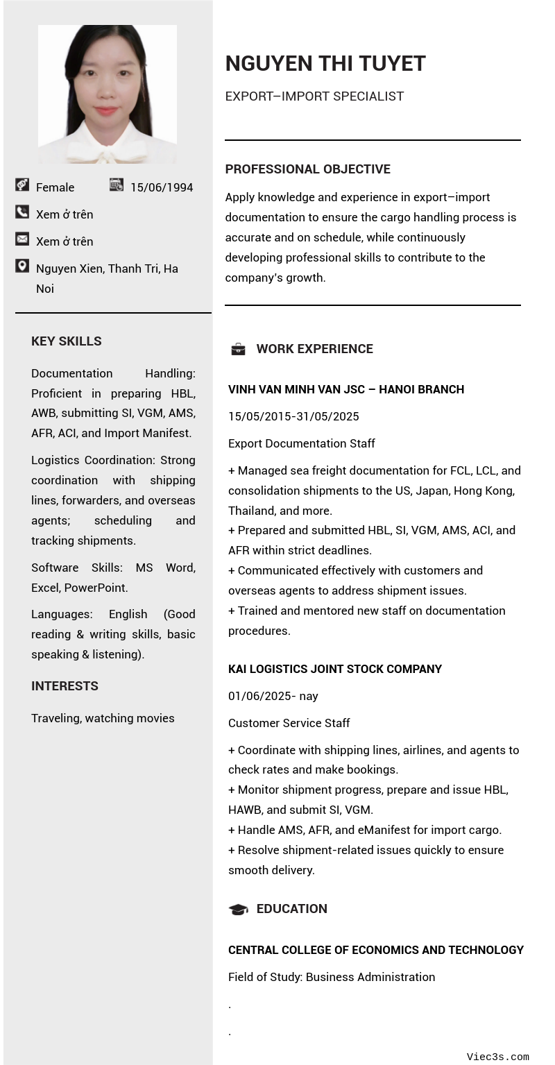 CV ứng viên