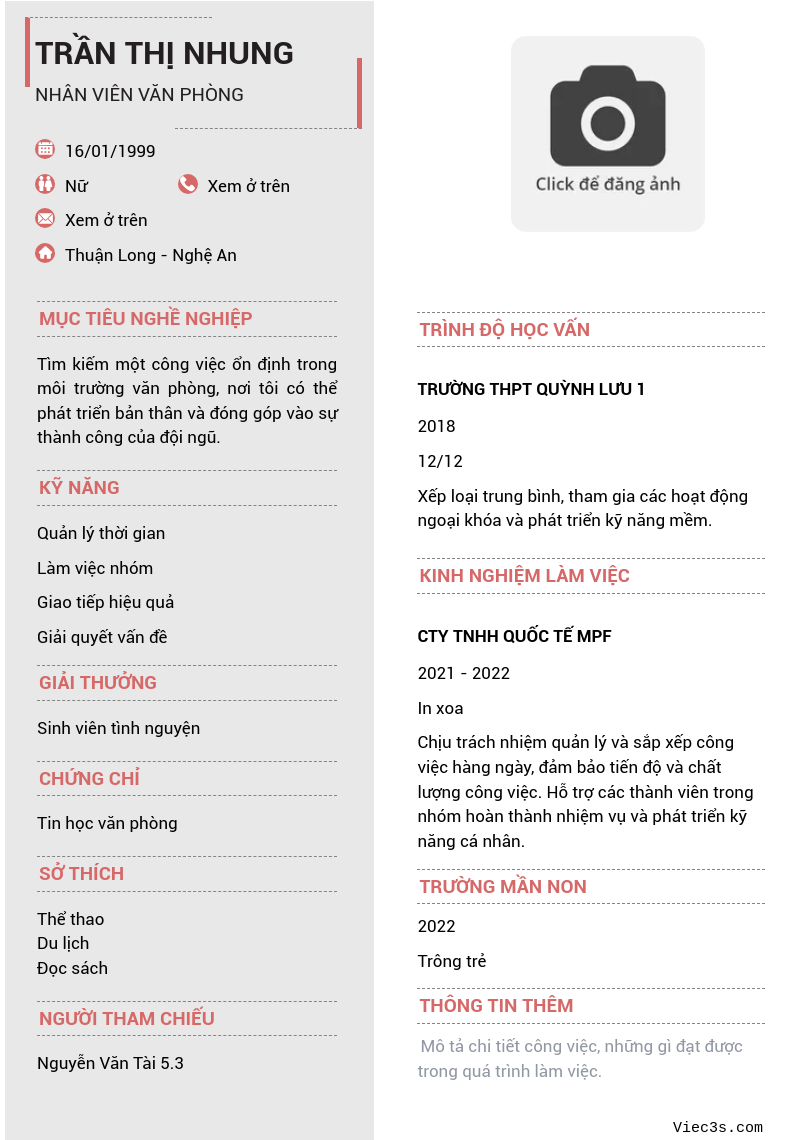 CV ứng viên