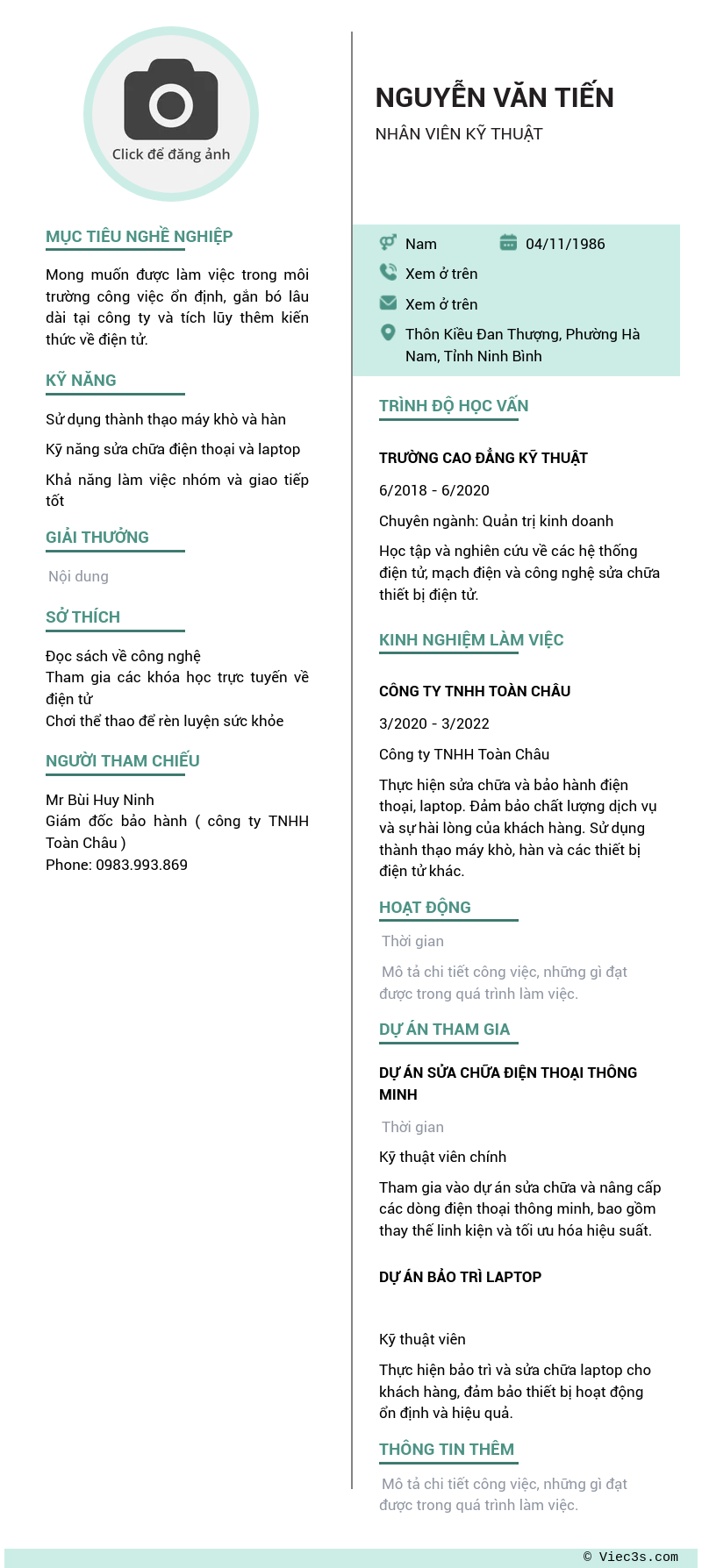 CV ứng viên