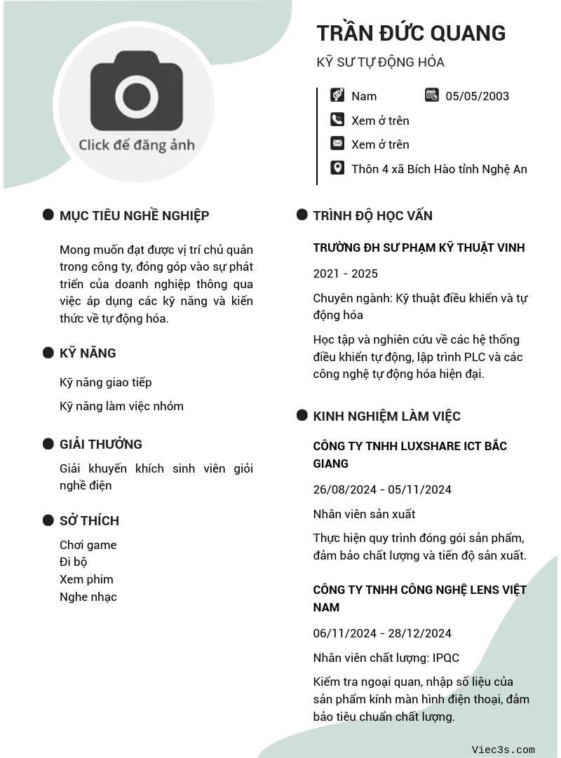 CV ứng viên