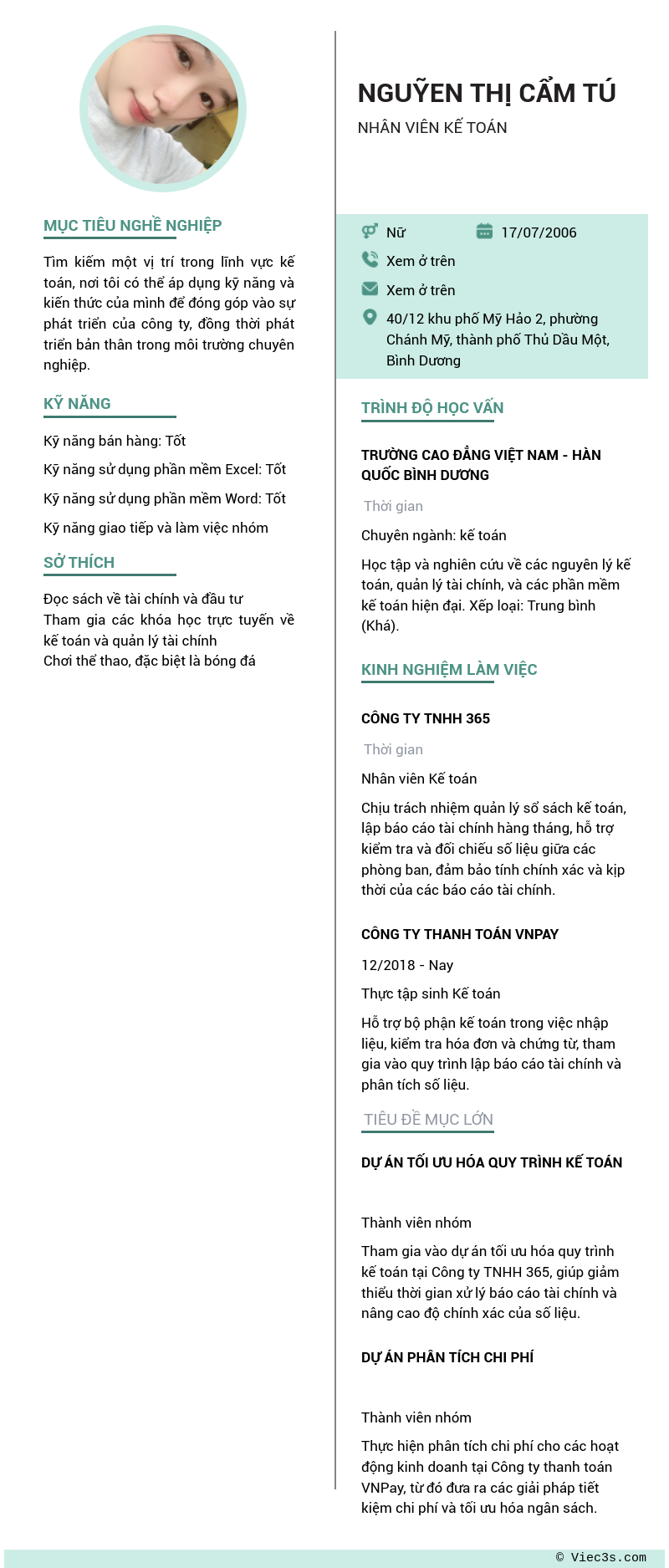 CV ứng viên