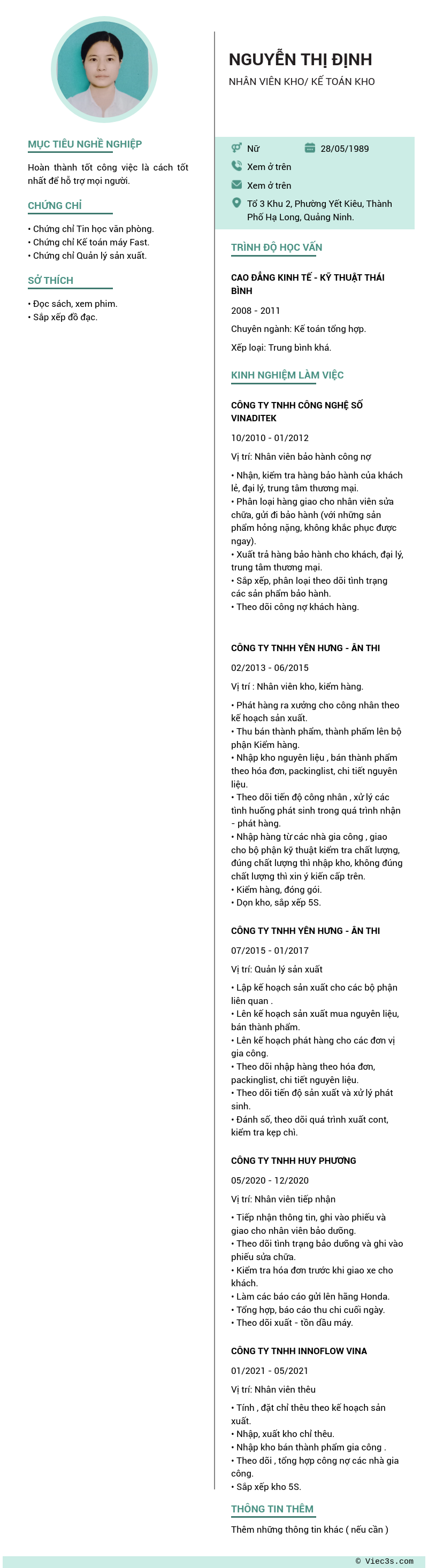 CV ứng viên