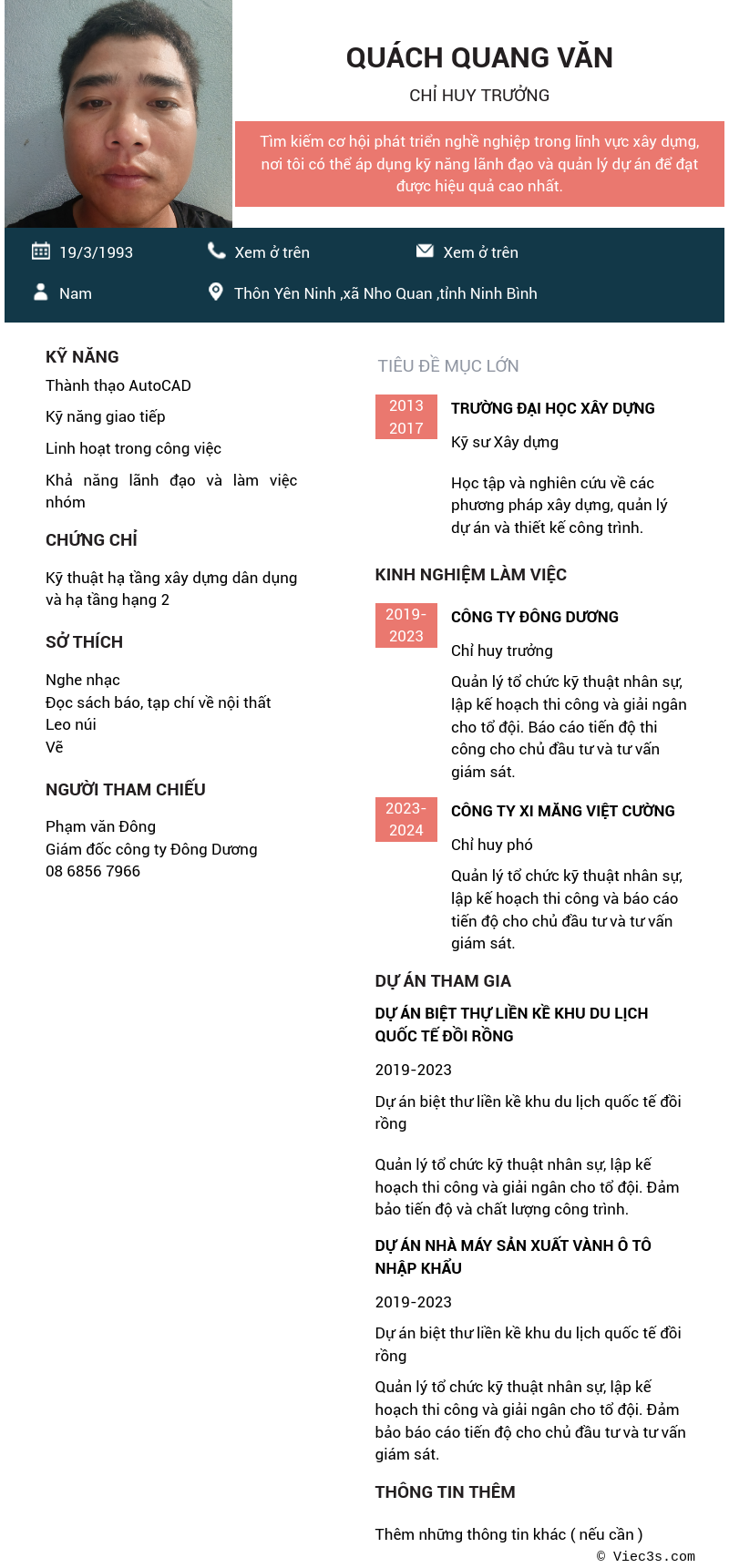 CV ứng viên