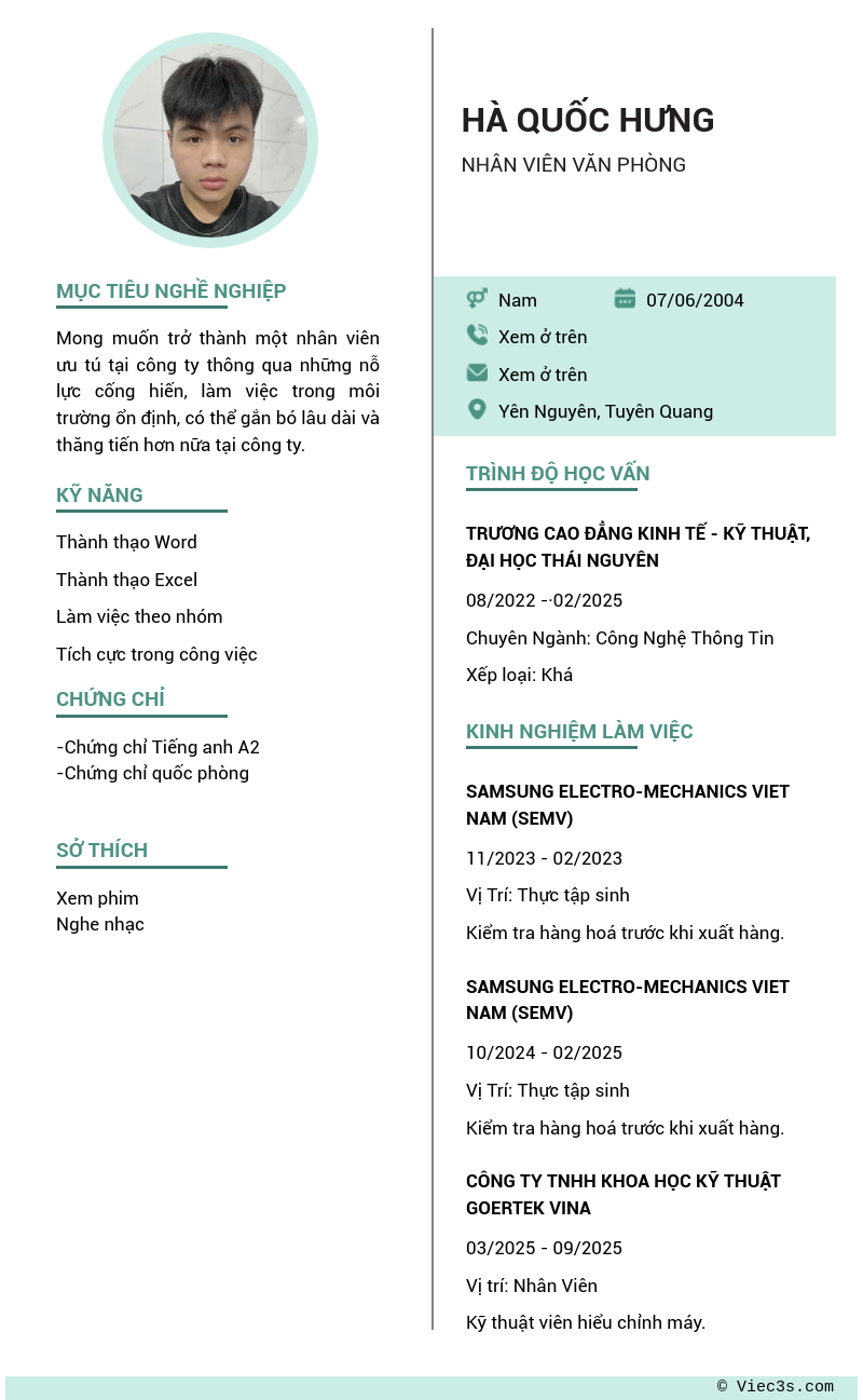 CV ứng viên