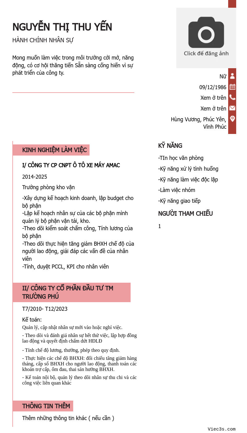 CV ứng viên
