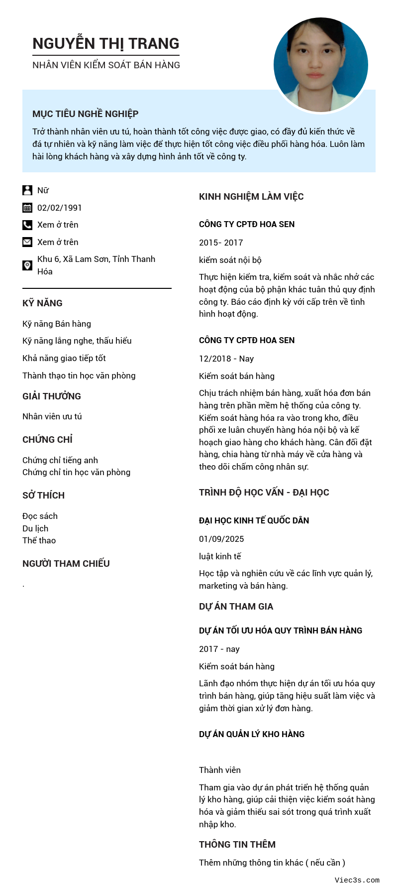 CV ứng viên