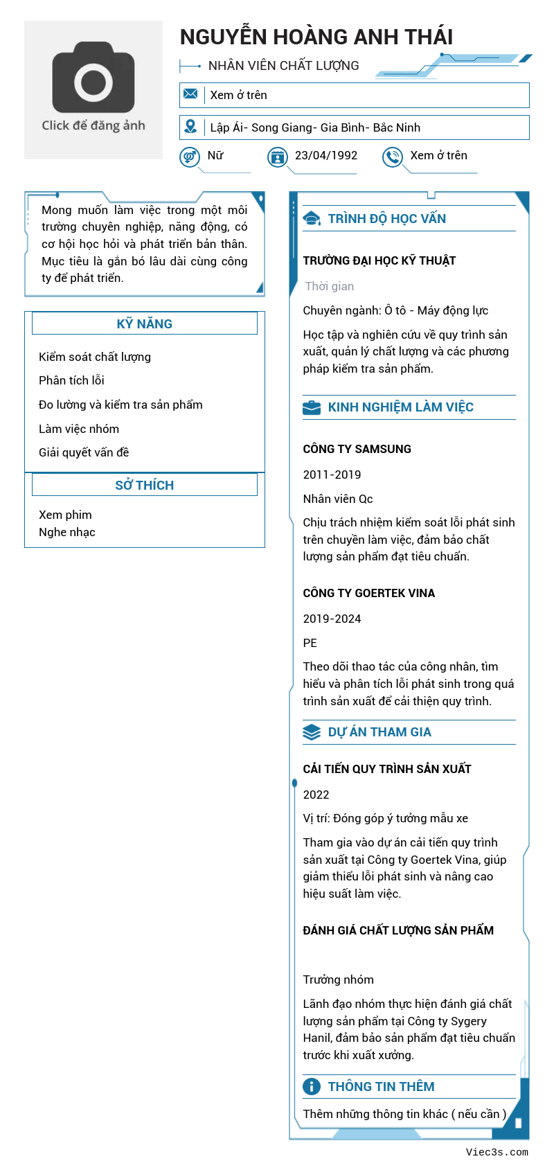 CV ứng viên