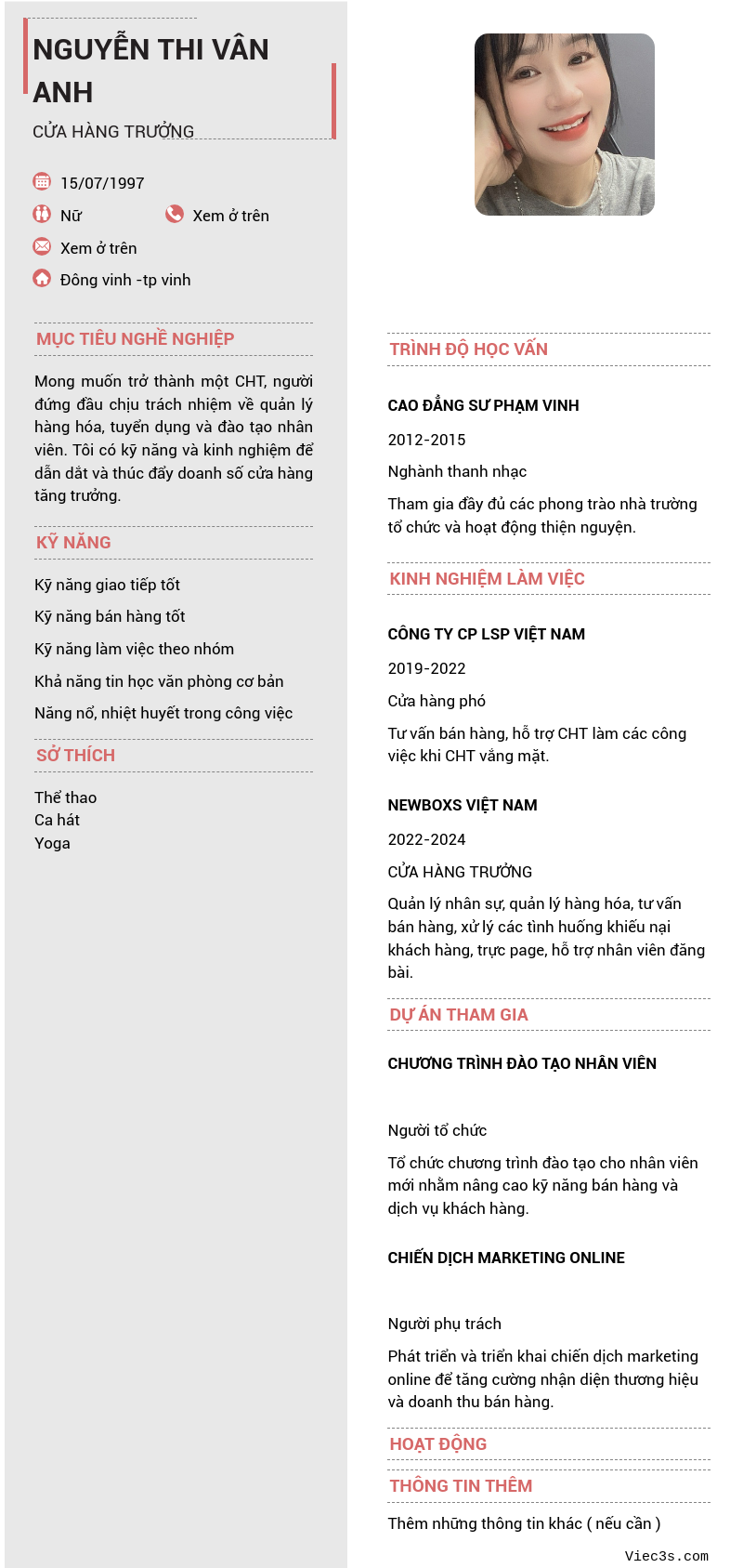 CV ứng viên