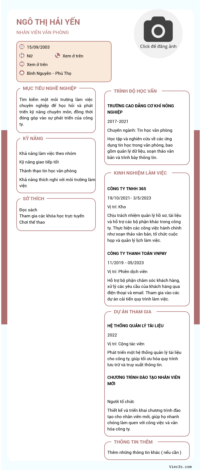 CV ứng viên