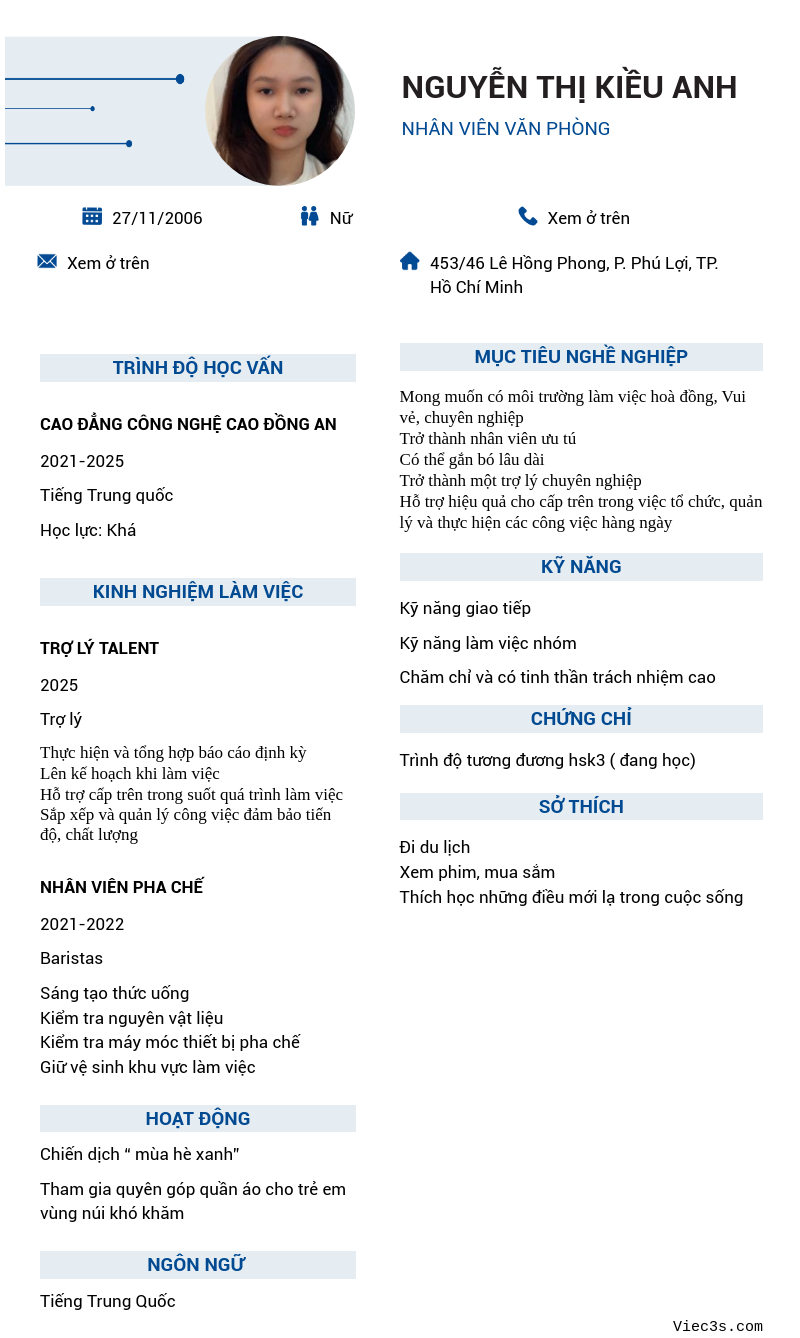CV ứng viên