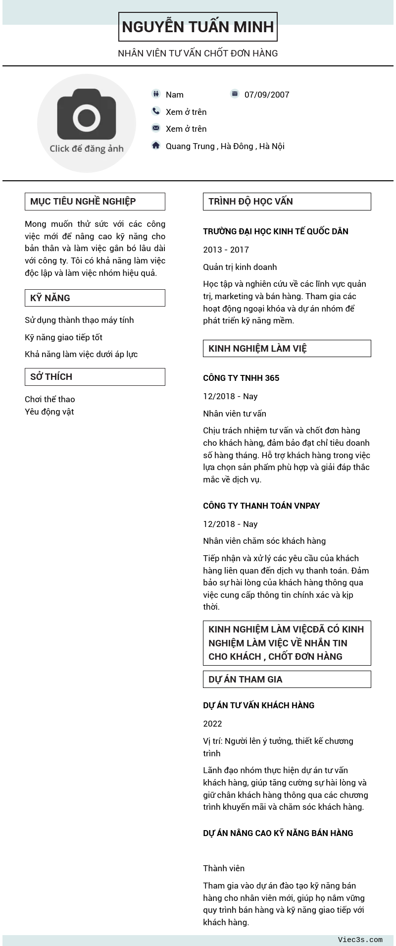 CV ứng viên