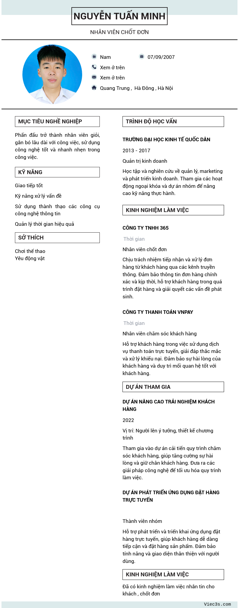 CV ứng viên