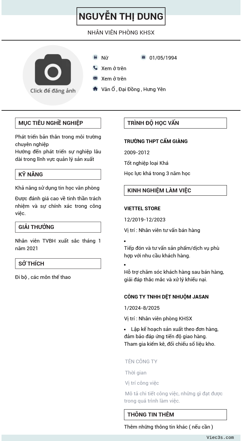 CV ứng viên