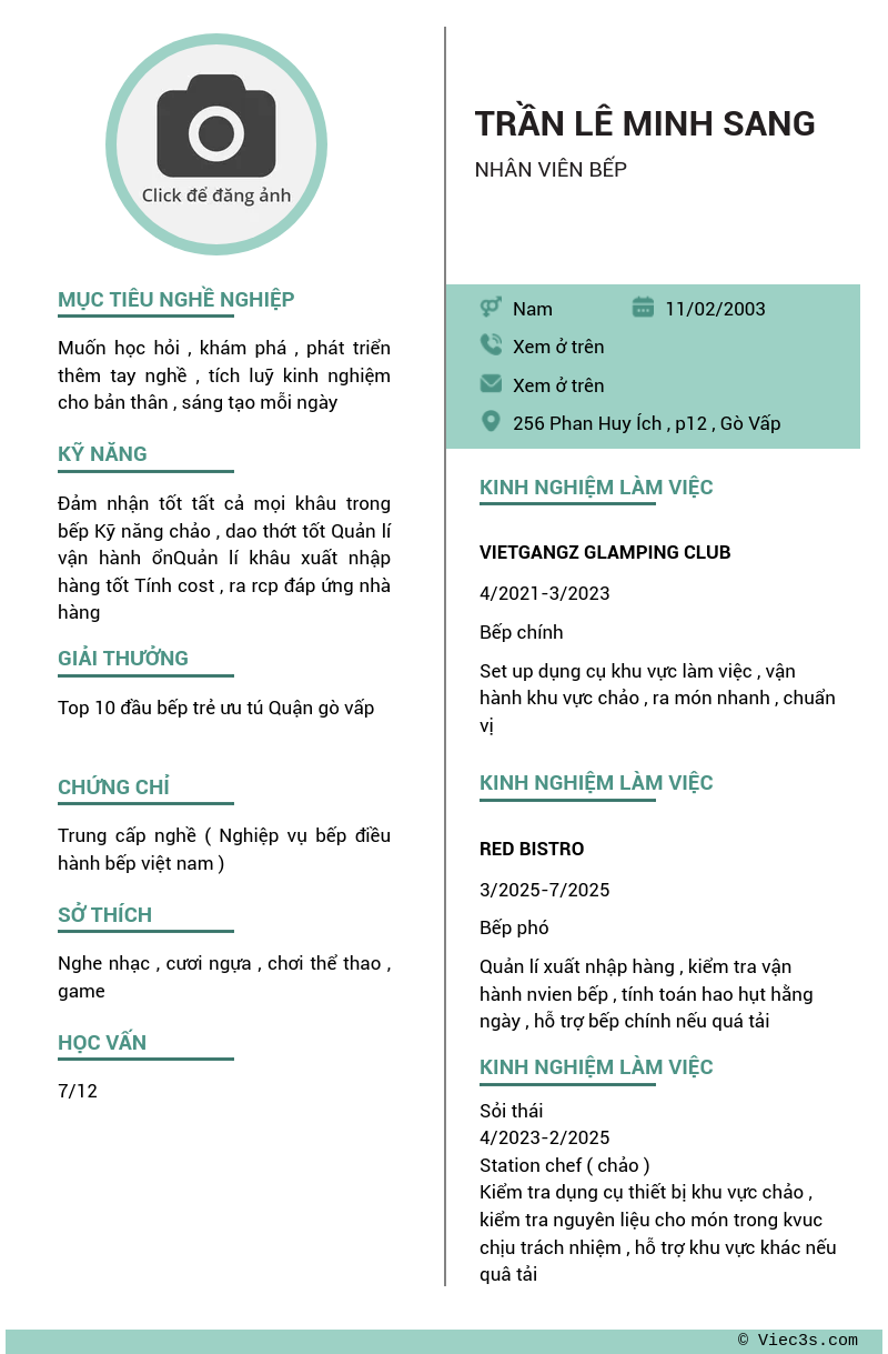 CV ứng viên