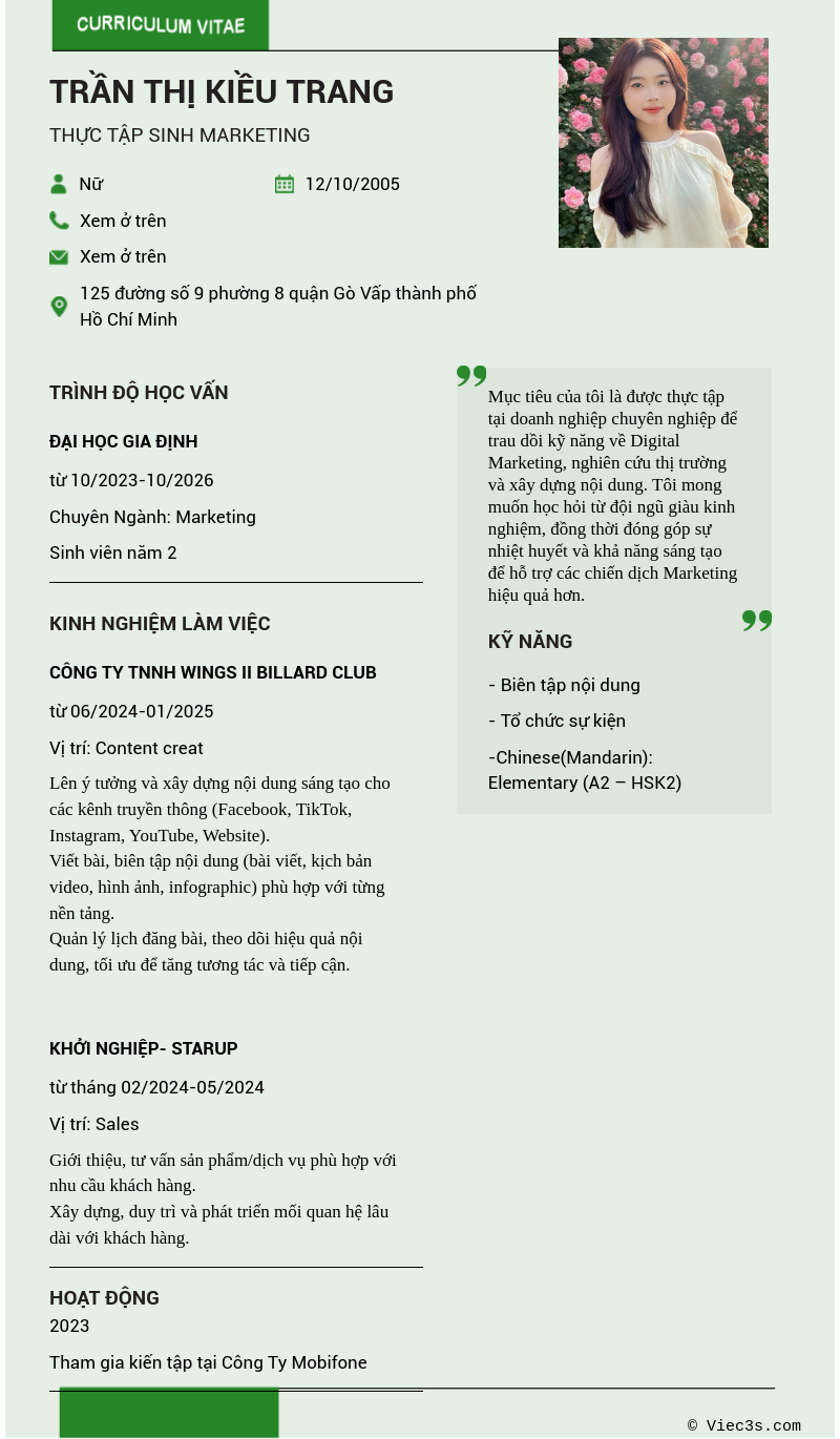 CV ứng viên