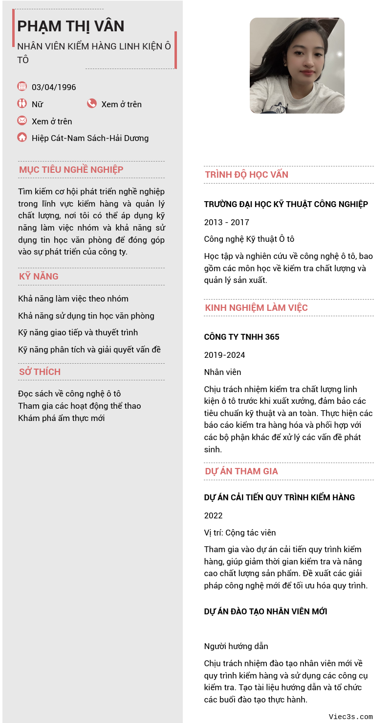 CV ứng viên