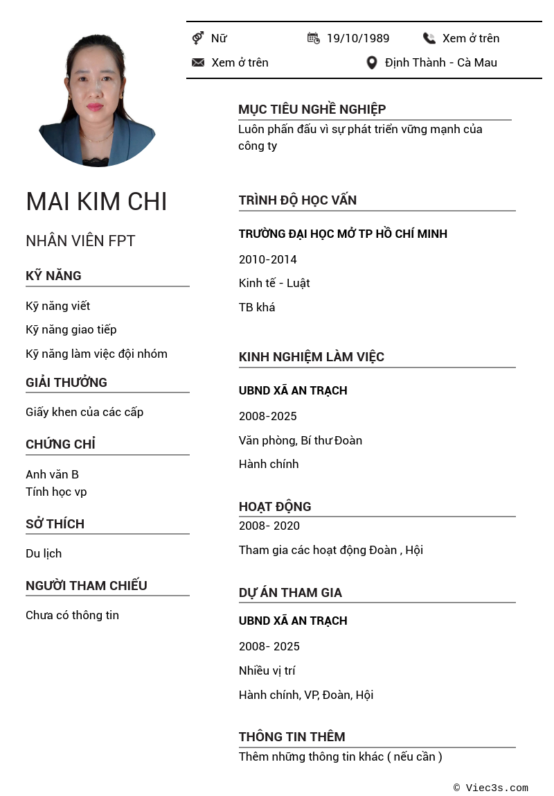 CV ứng viên