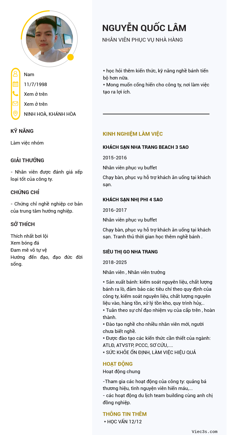 CV ứng viên