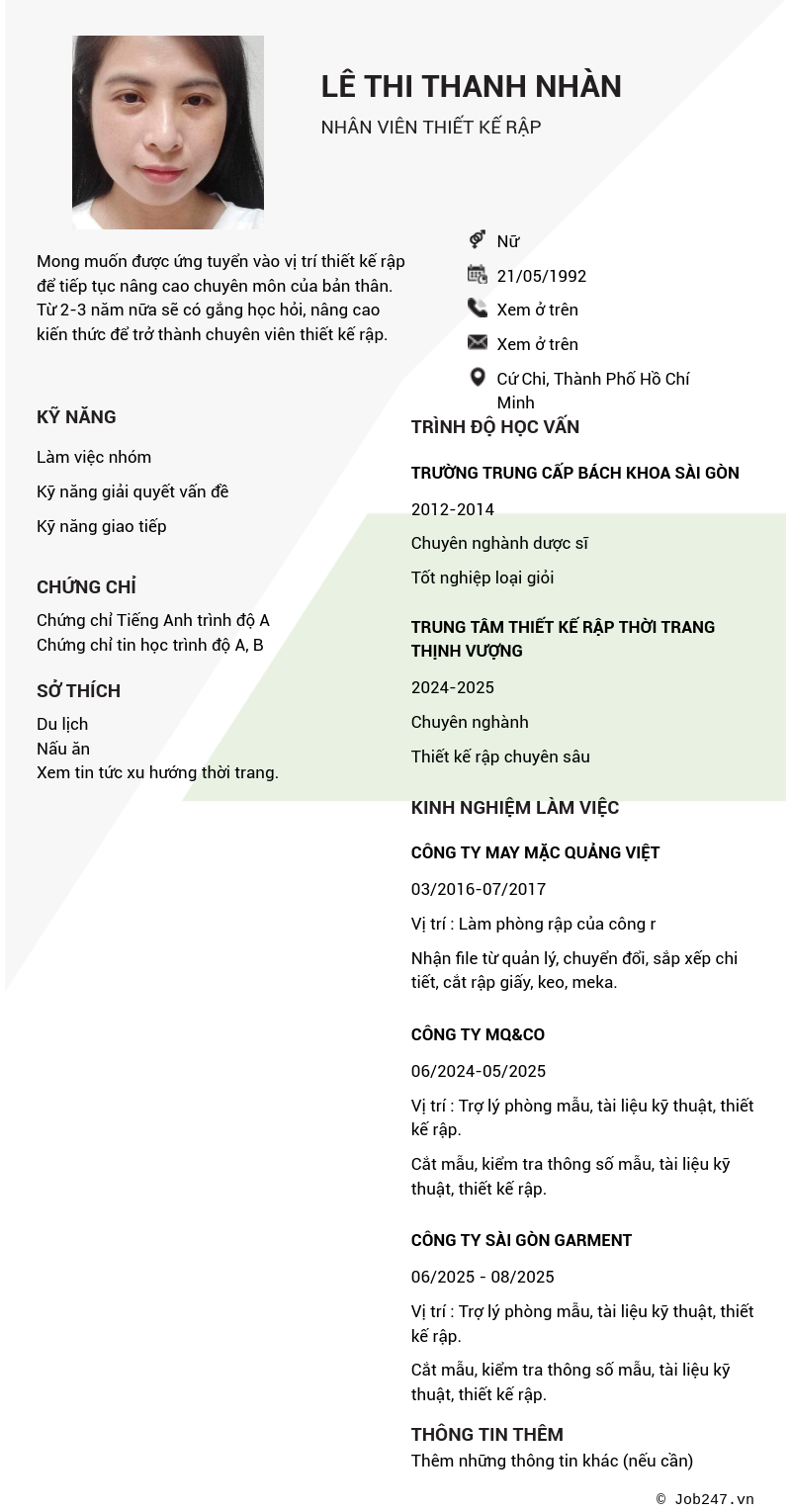 CV ứng viên