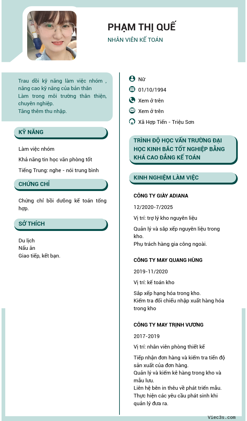 CV ứng viên