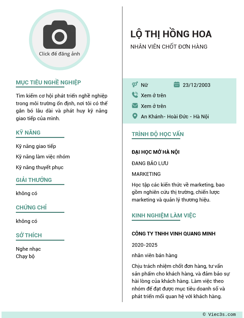 CV ứng viên
