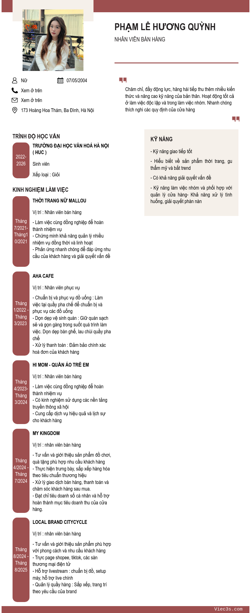 CV ứng viên