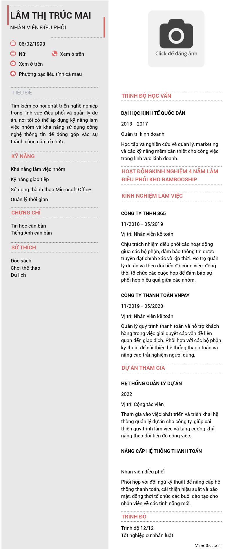 CV ứng viên