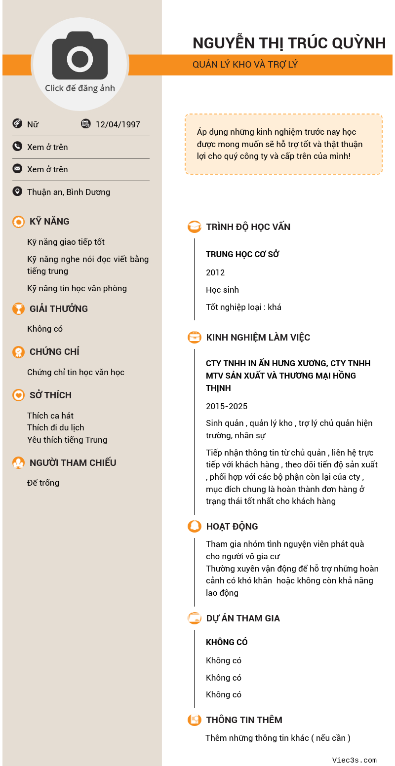 CV ứng viên