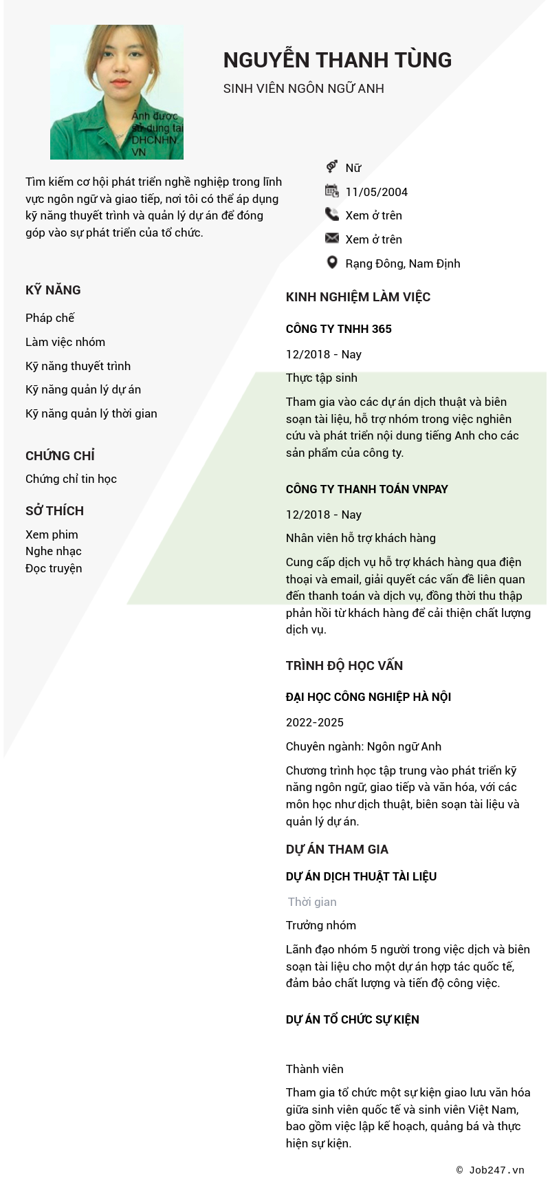 CV ứng viên