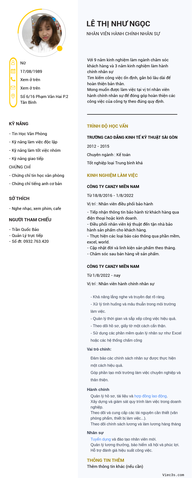 CV ứng viên