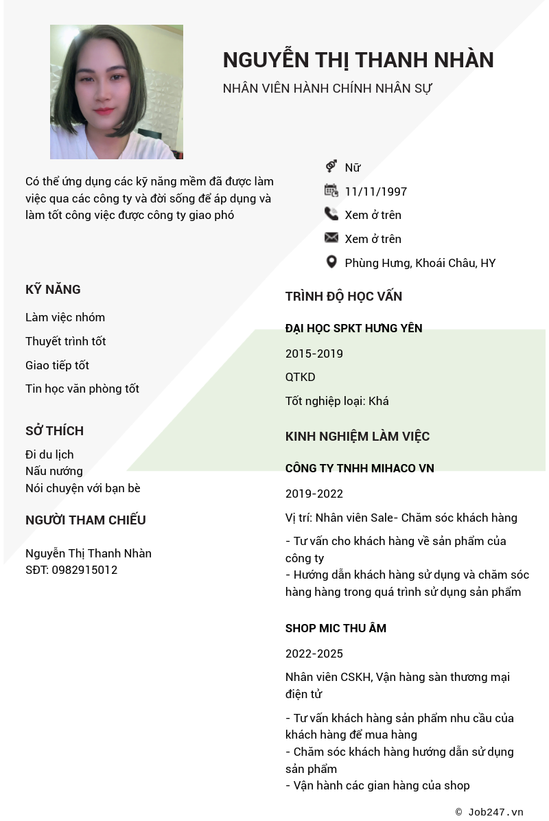 CV ứng viên