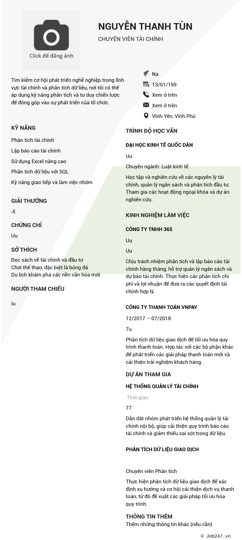 CV ứng viên