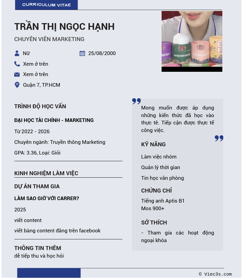 CV ứng viên