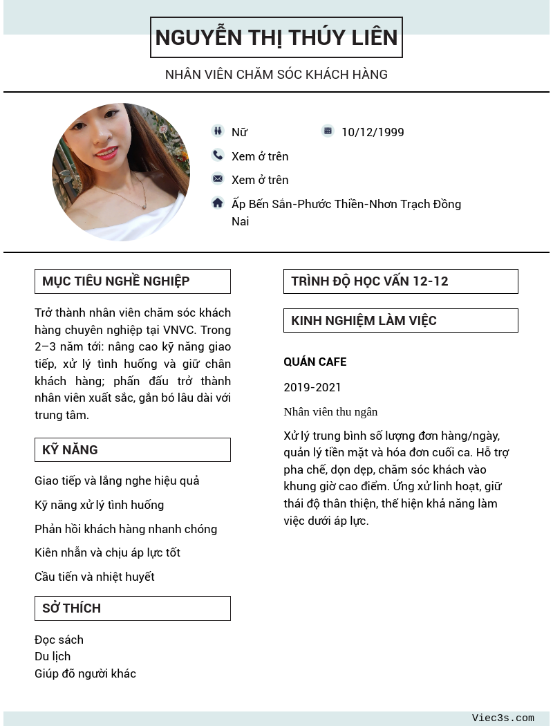 CV ứng viên