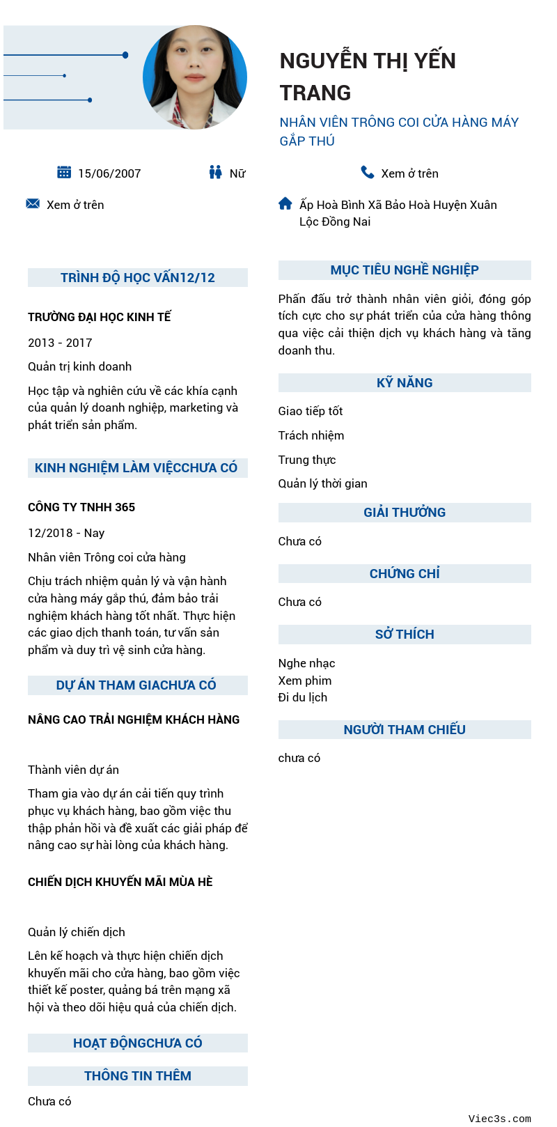 CV ứng viên