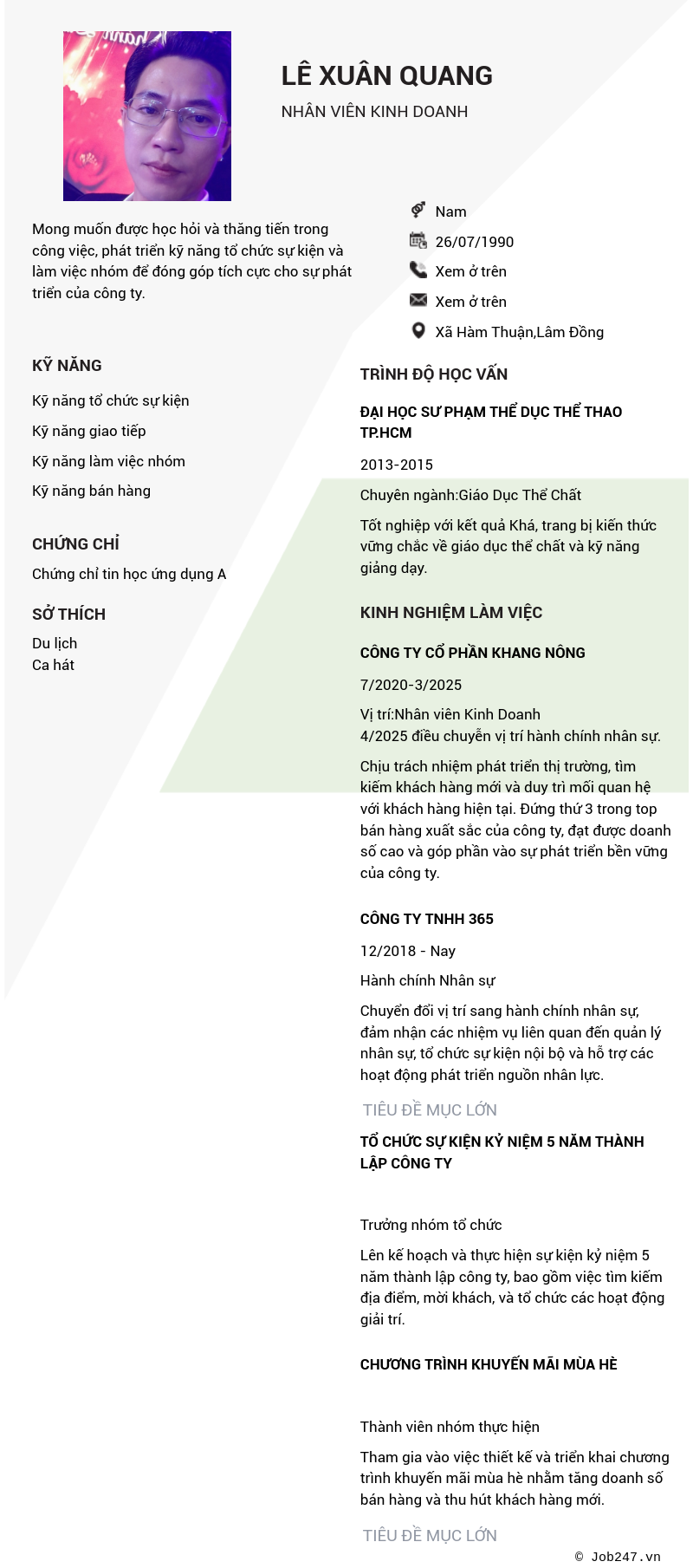 CV ứng viên
