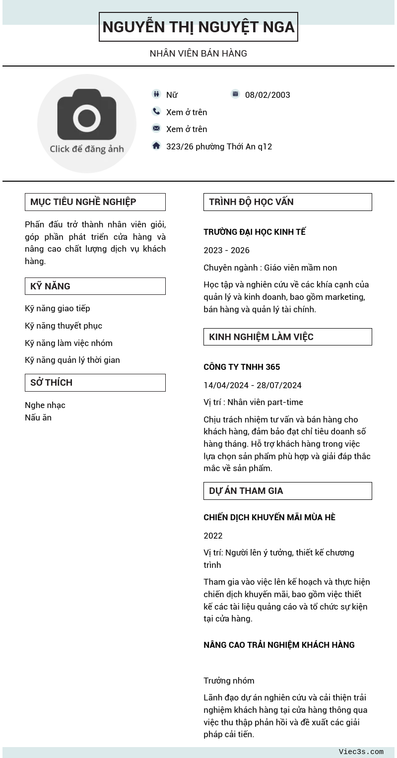 CV ứng viên